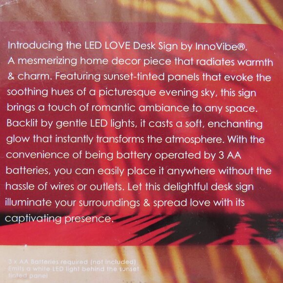 LED Neon Light LOVE InnoVibe Desk Sign White Multicolor Battery Operated - Picture 10 of 13